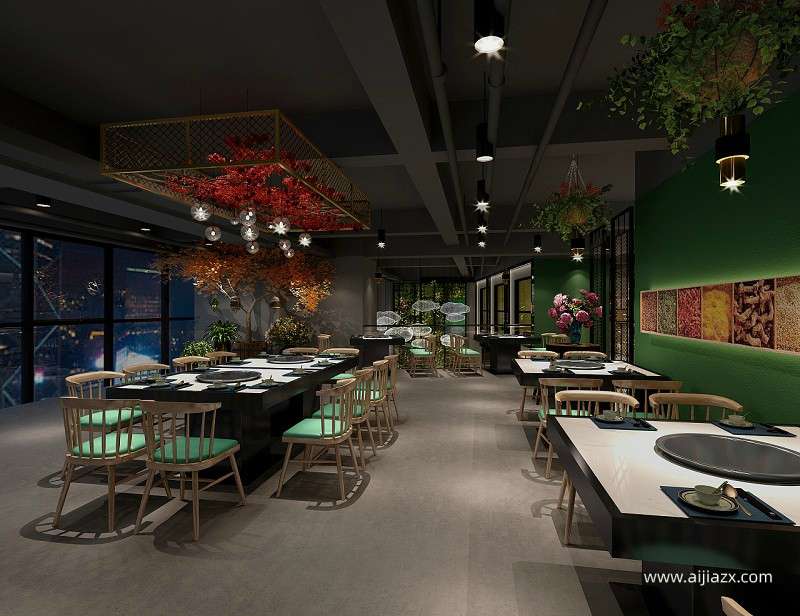100平米火鍋店設(shè)計(jì)，小型主題火鍋店室內(nèi)設(shè)計(jì)