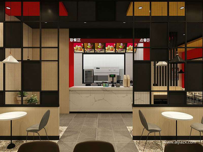 現(xiàn)代時尚漢堡店裝修效果圖