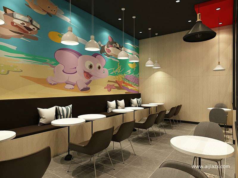 現(xiàn)代時尚漢堡店裝修效果圖